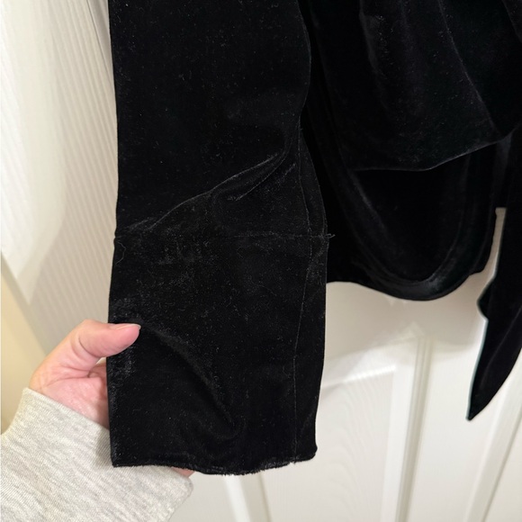 Stage Romantic Black Velvet Ruffle Tie Front Jacket cardigan Gothic M Fairy - Picture 2 of 7